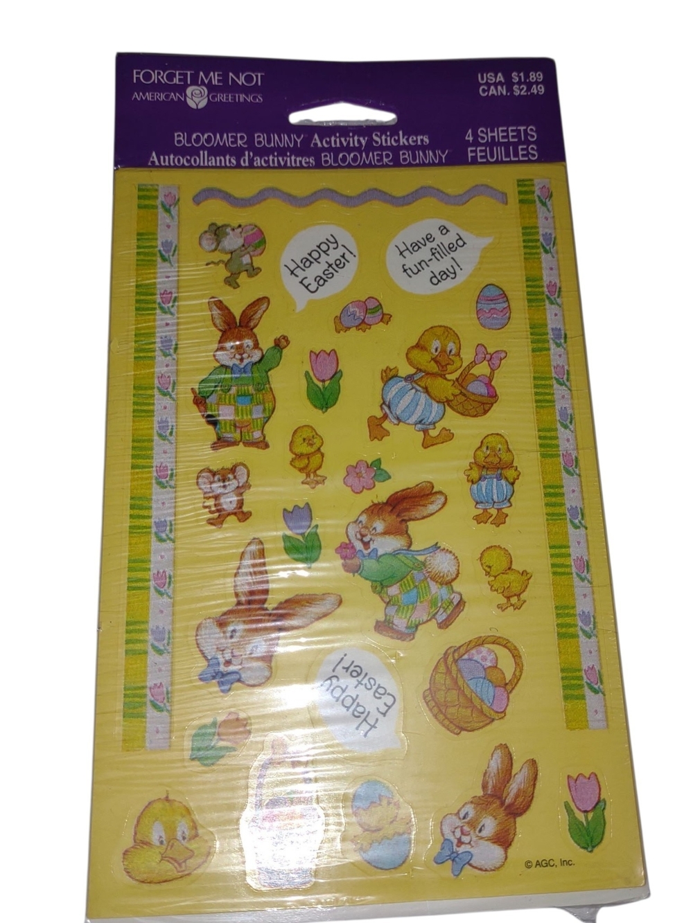 Vintage American Greetings Forget Me Not Easter Theme Bloomer Bunny  4 Sheets